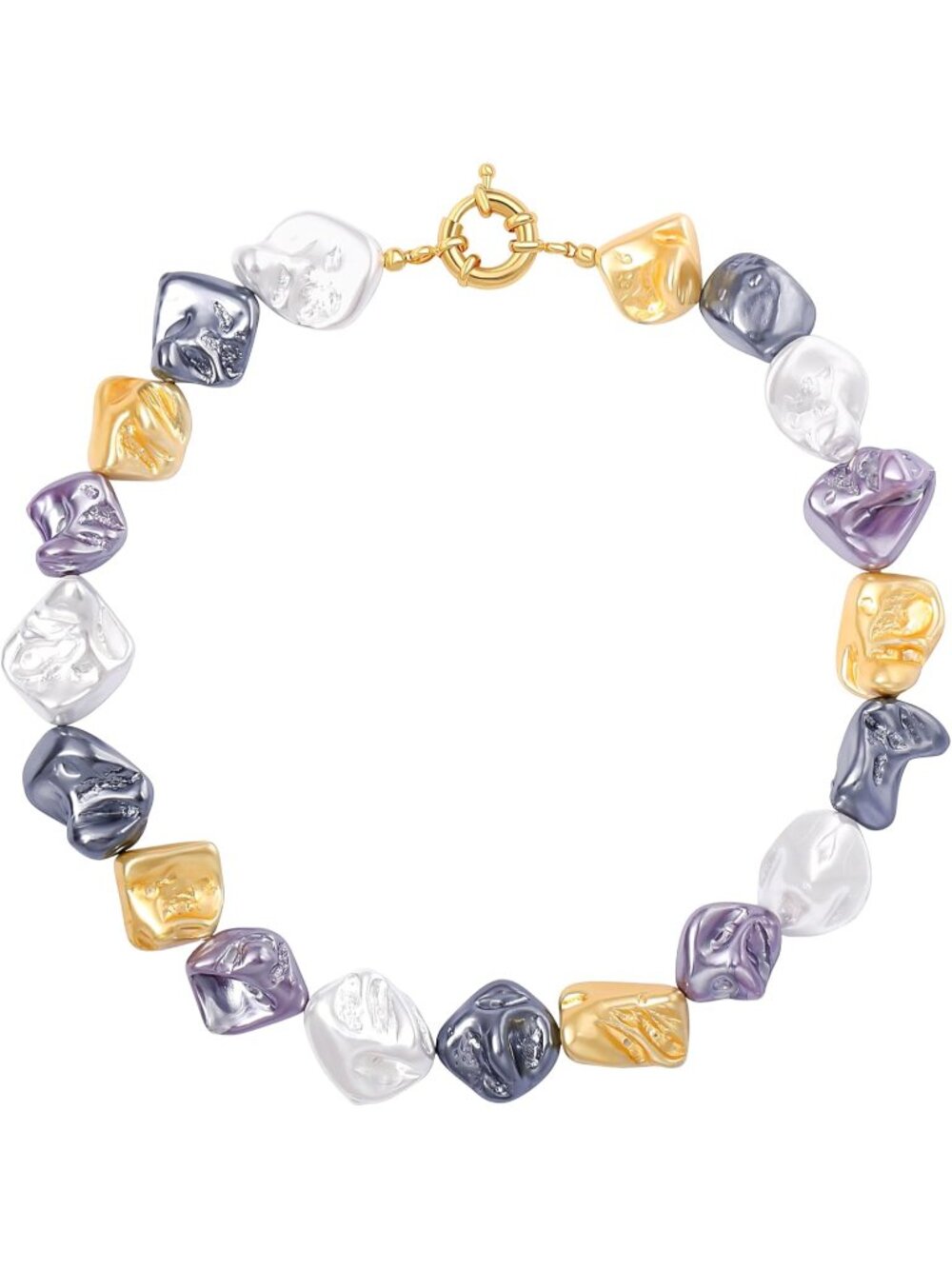 Women's Colored Shell Beaded Choker Single Strand Stone Nugget Necklace Gift